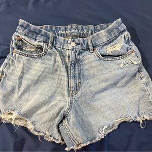 American Eagle Outfitters Blue Distressed Jean Shorts High-Waisted